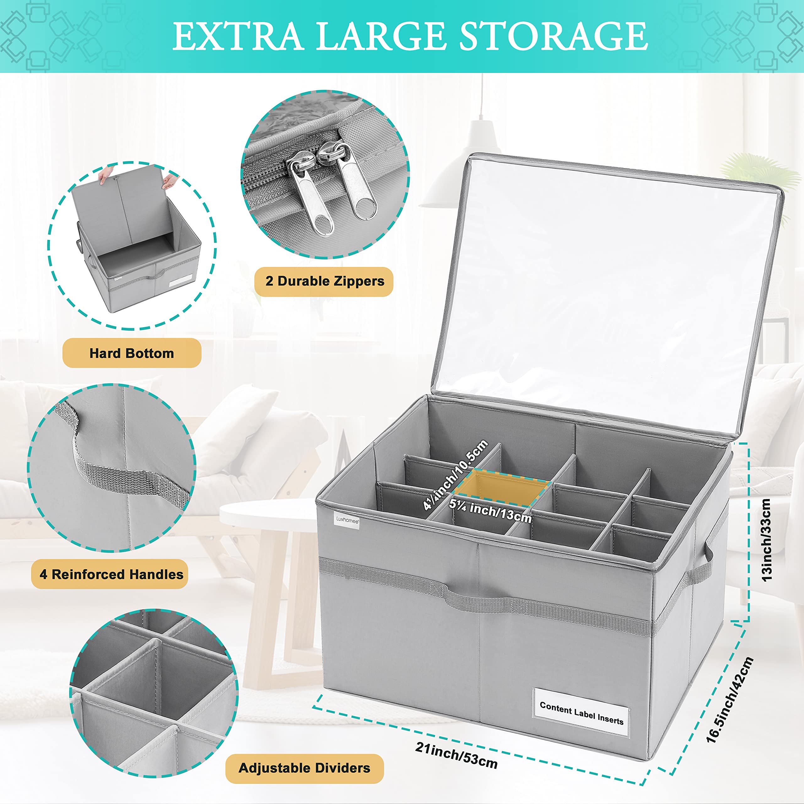 Luvhomee shoe bin featuring reinforced handles for easy transport.