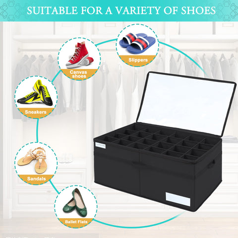 Luvhomee shoe storage organizer closed cover shows dust-proof protection and easy viewing.
