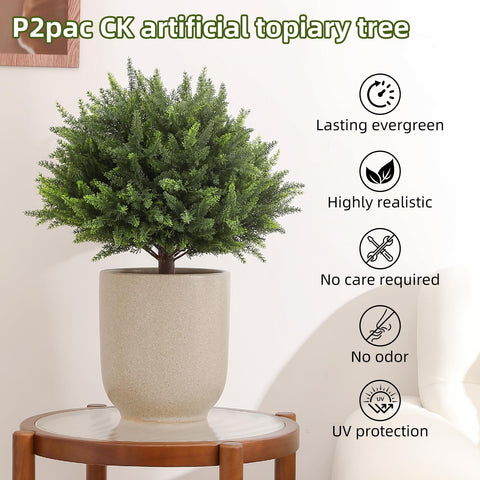 LUWENER cedar topiary designed to fit pots with ground plug for easy setup.