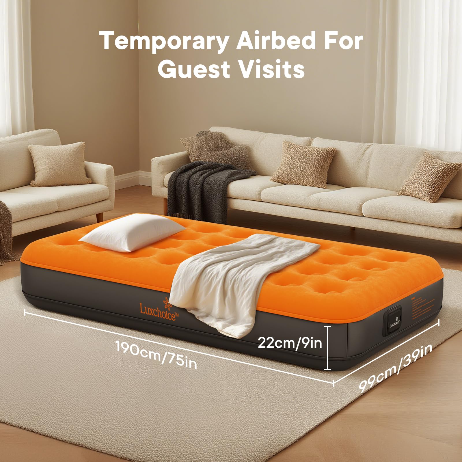 Luxchoice air bed supports spine with air coil beam structure.