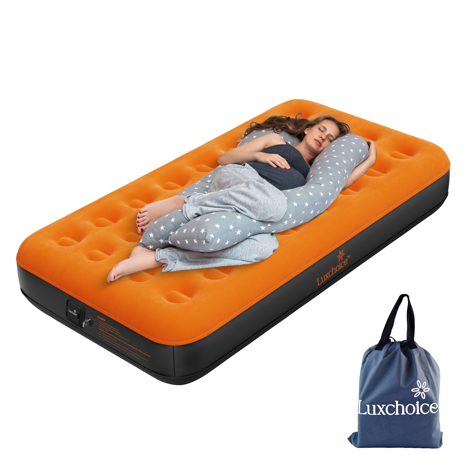 Luxchoice air mattress twin with built-in pump for quick setup outdoors.