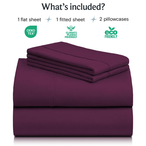 LuxClub 4pc queen flat sheet draped for breathable night comfort.