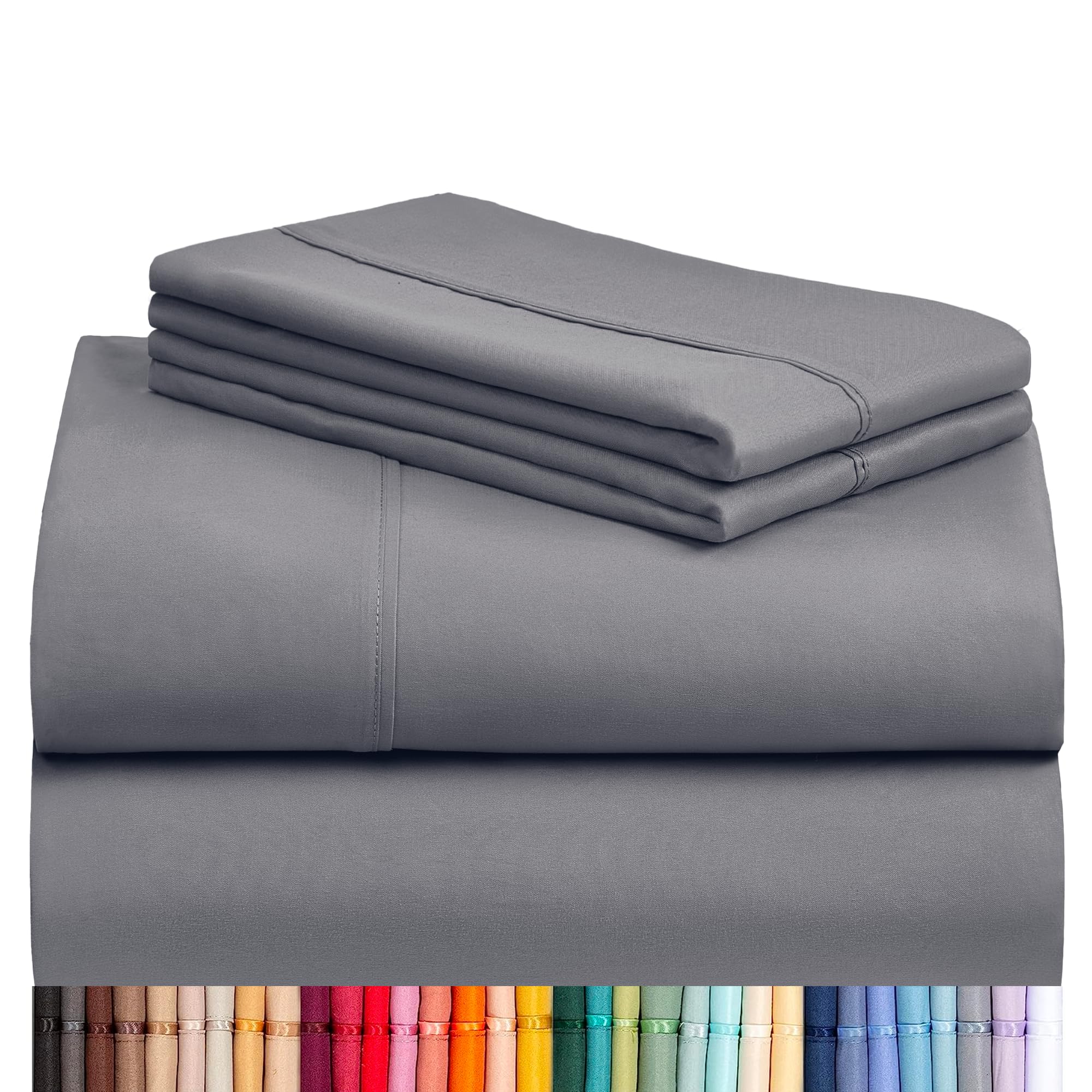 LuxClub 4pc queen sheet set wrinkle-free fabric for easy care
