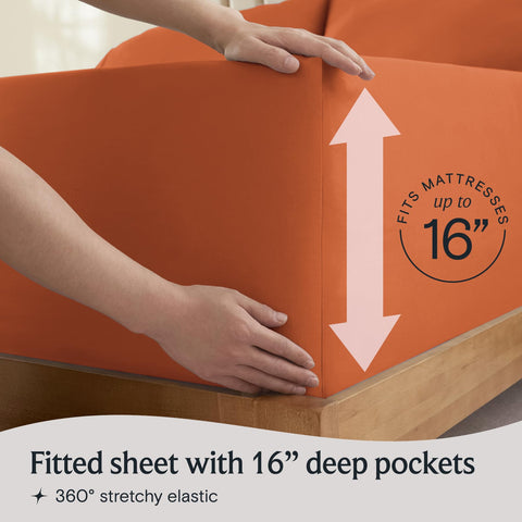 LuxClub autumn orange queen sheets offer vibrant color and fade resistance.