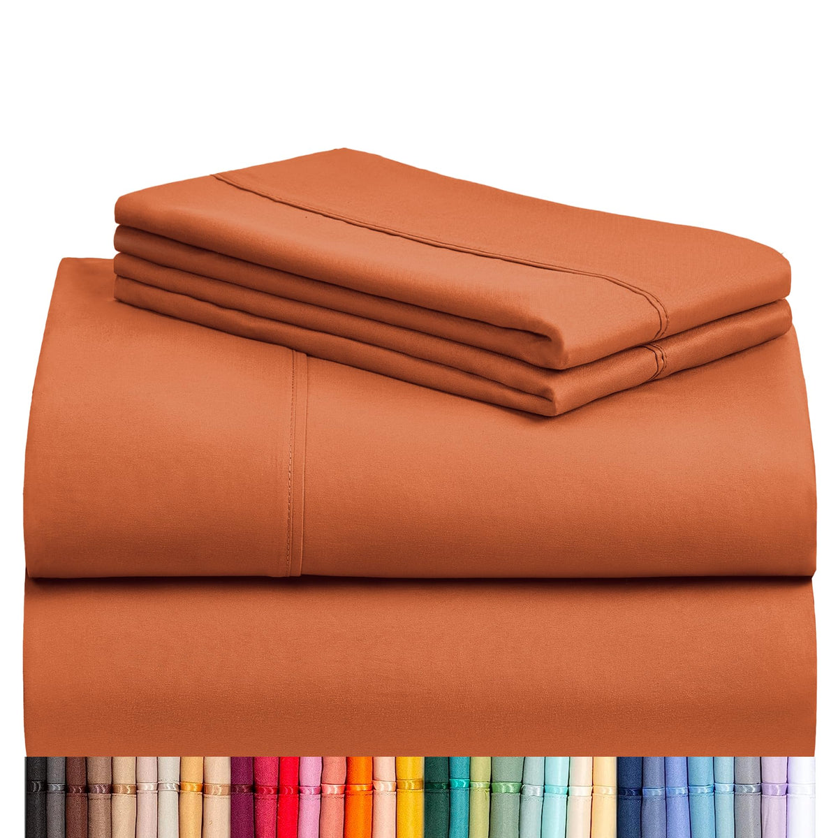 LuxClub 4pc queen sheets front view highlights deep-pocket 18in design.