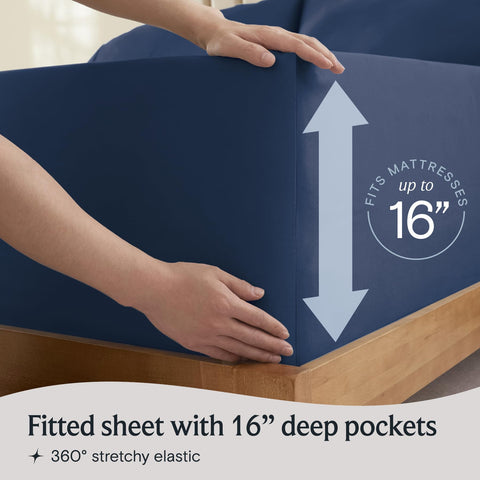 LuxClub 4pc queen sheets with silky-soft finish for luxurious sleep