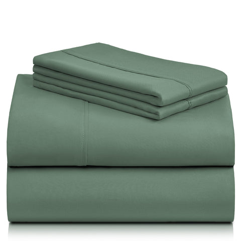 LuxClub machine washable queen sheets in tree moss green for simple care