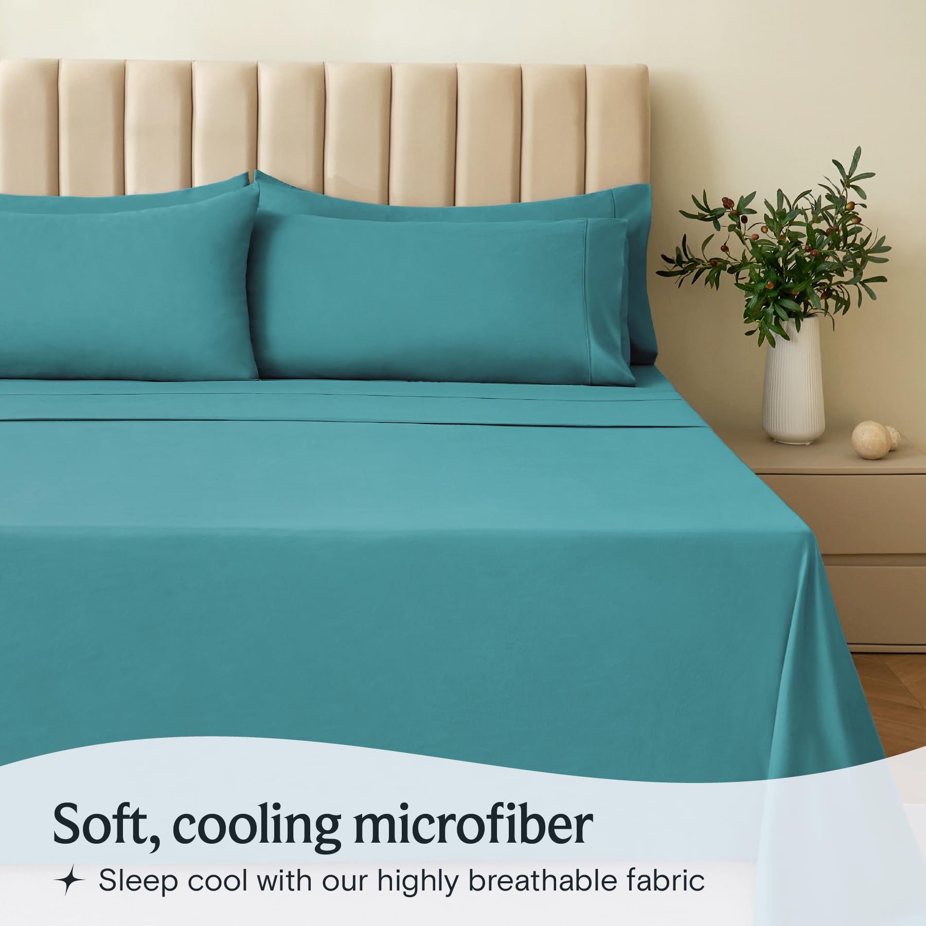 LuxClub silky microfiber sheets close-up highlighting softness and temperature control