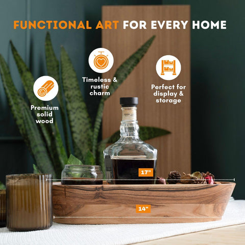 Luxe Designs acacia wood grain dough bowl highlights natural texture for shelf decor.