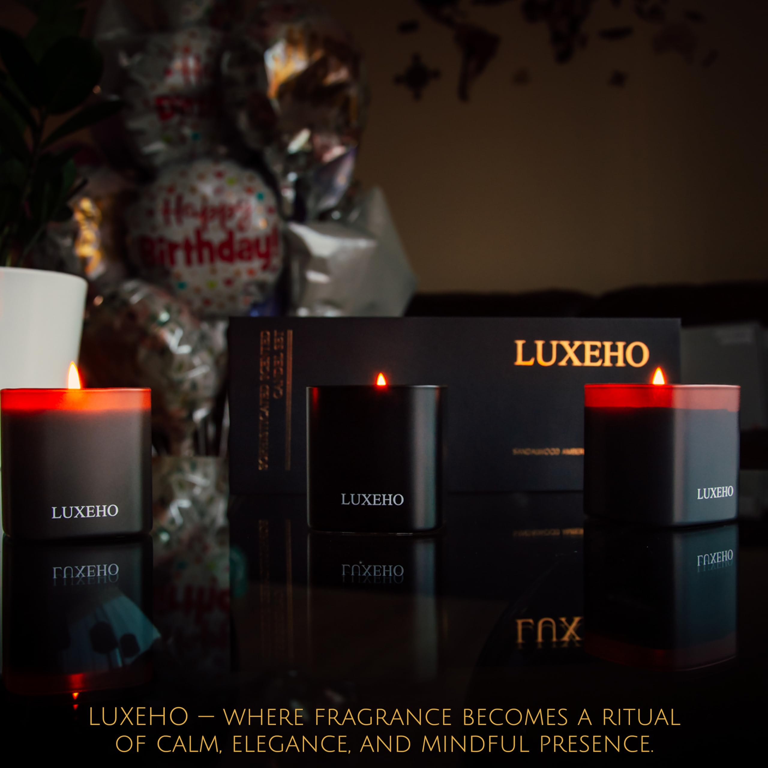 LUXEHO decorative candle jar set for stylish shelving and gifting