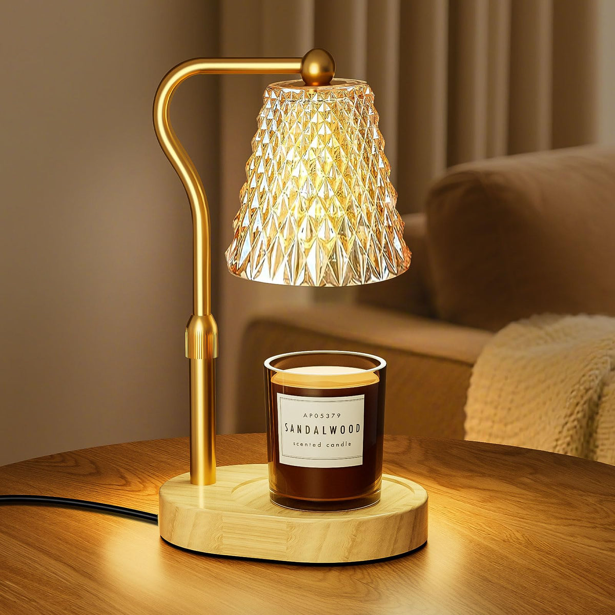 Luxmore candle warmer lamp with timer dimmer, top view showing control dial for fragrance control