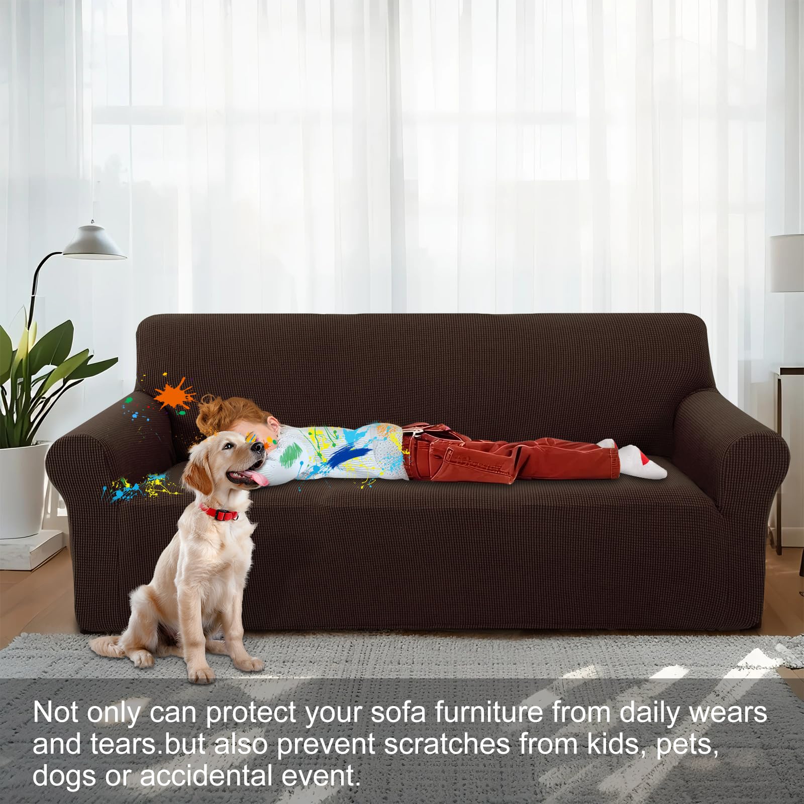 Luxshare Home non-skid foam base stabilizes the slipcover for busy households