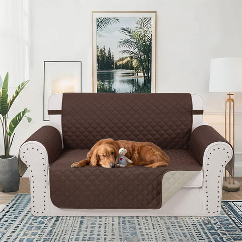 Luxshare Home reversible loveseat cover in beige offering versatile color options for decor