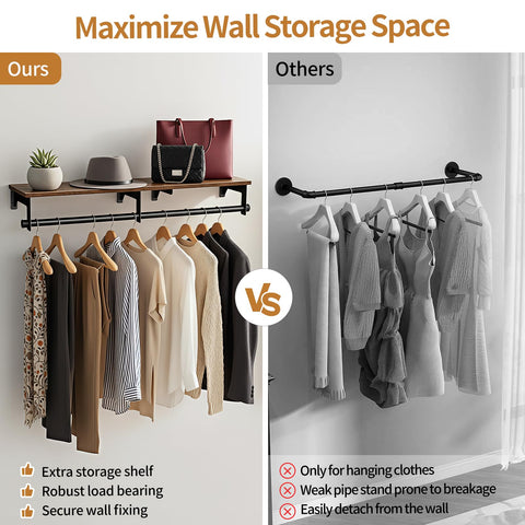 Luxspire heavy-duty garment rack with long hanging rod for multiple items
