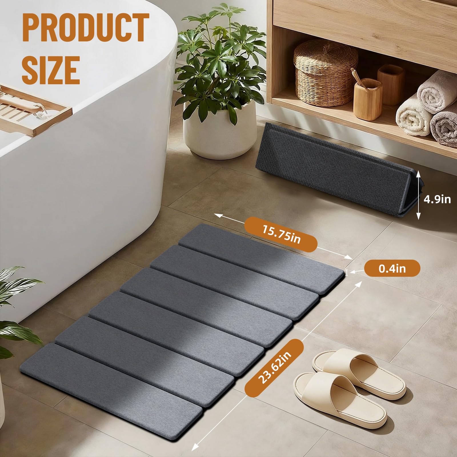 Luxspire diatomaceous earth bath mat quick dry capability reduces moisture on floors.