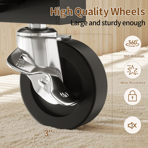 Luxspire rolling rack with rubber wheels for smooth movement.