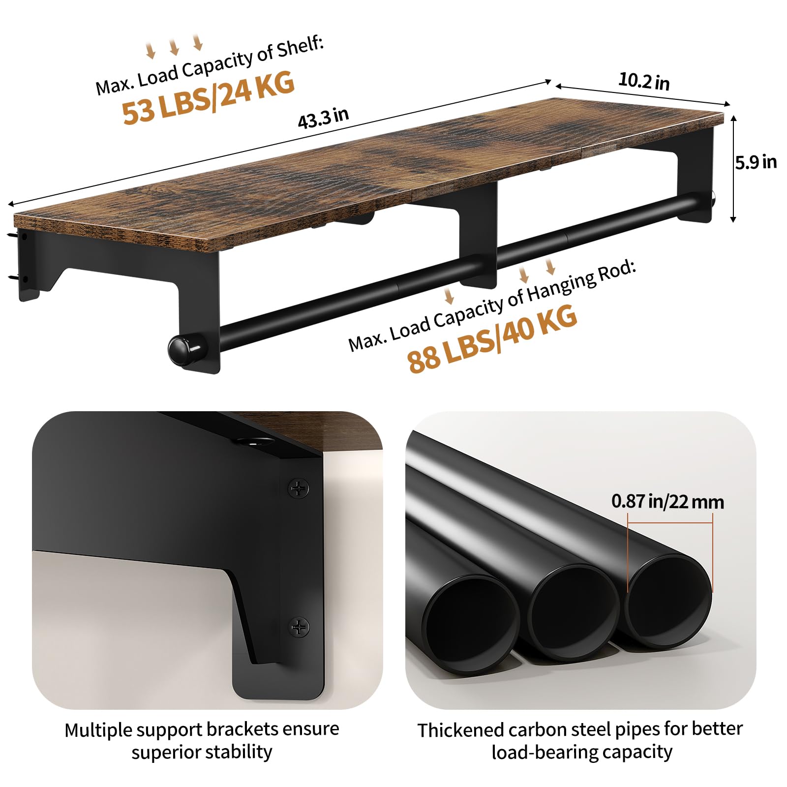 Luxspire industrial pipe design featuring black iron pipes for stylish storage