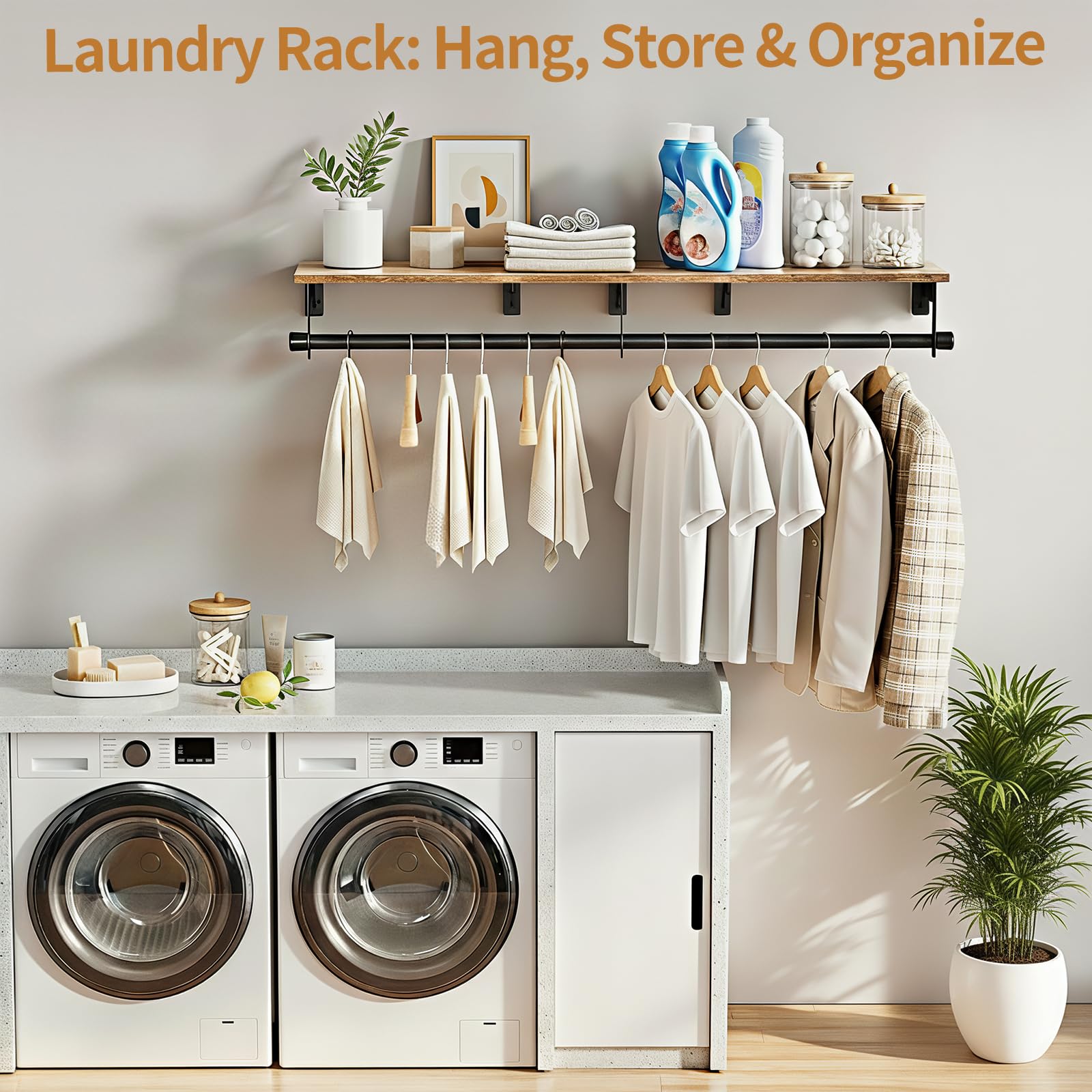 Luxspire installation-ready clothes rack with hardware for concrete, wood, or brick