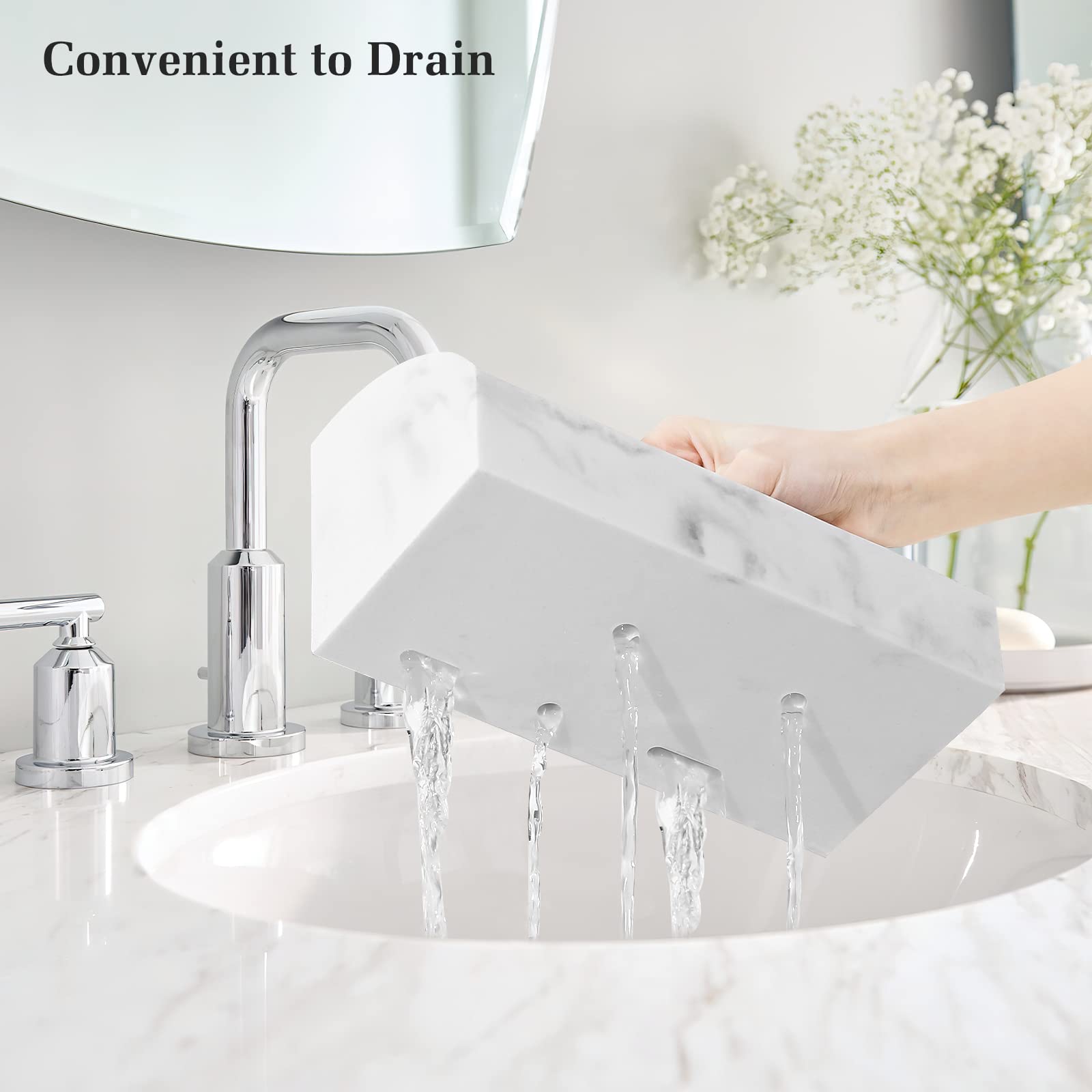 Luxspire marble-look design adds elegance to your counter while organizing essentials
