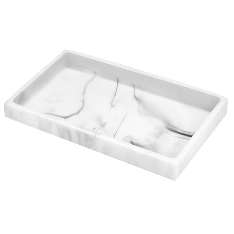 Luxspire marble vanity tray front view keeps countertops neat and organized.