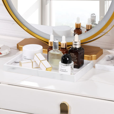Luxspire marble vanity tray soap dish for bathroom sink area.