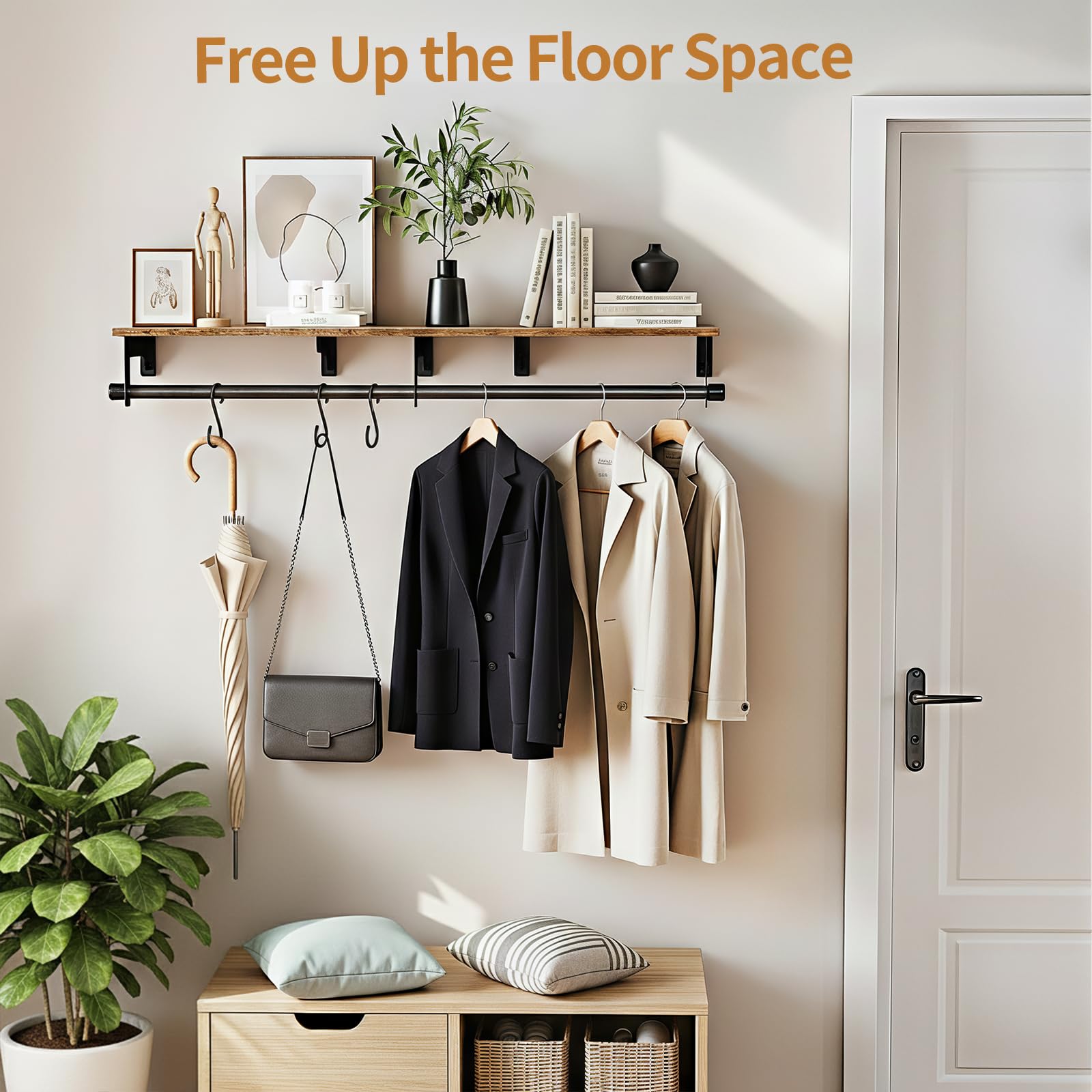 Luxspire sturdy MDF shelf storing hats, bags, and small accessories neatly