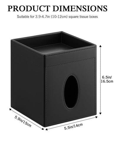 Luxspire square tissue box cover fits standard 17×14.5×15 cm boxes.