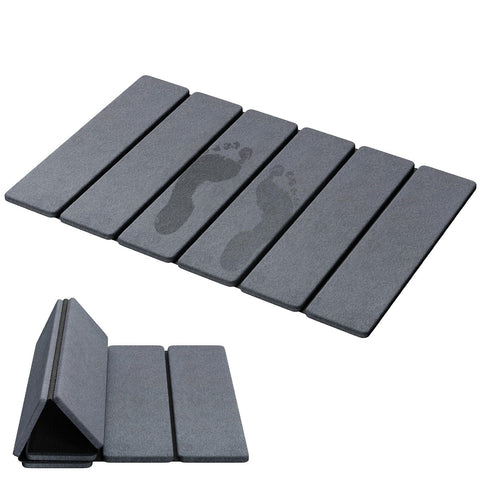 Luxspire stone bath mat absorption shows quick drying after a shower.