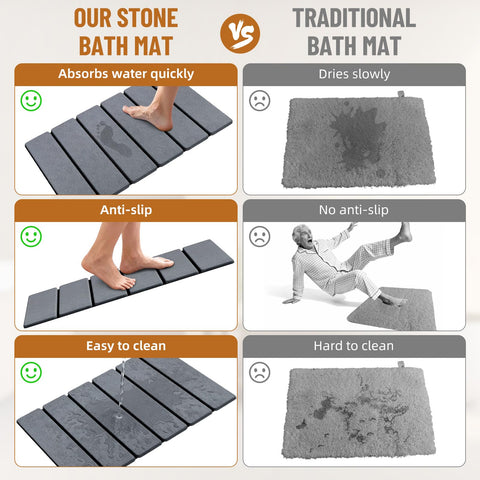 Luxspire stone bath mat roll-up design saves storage space after use.
