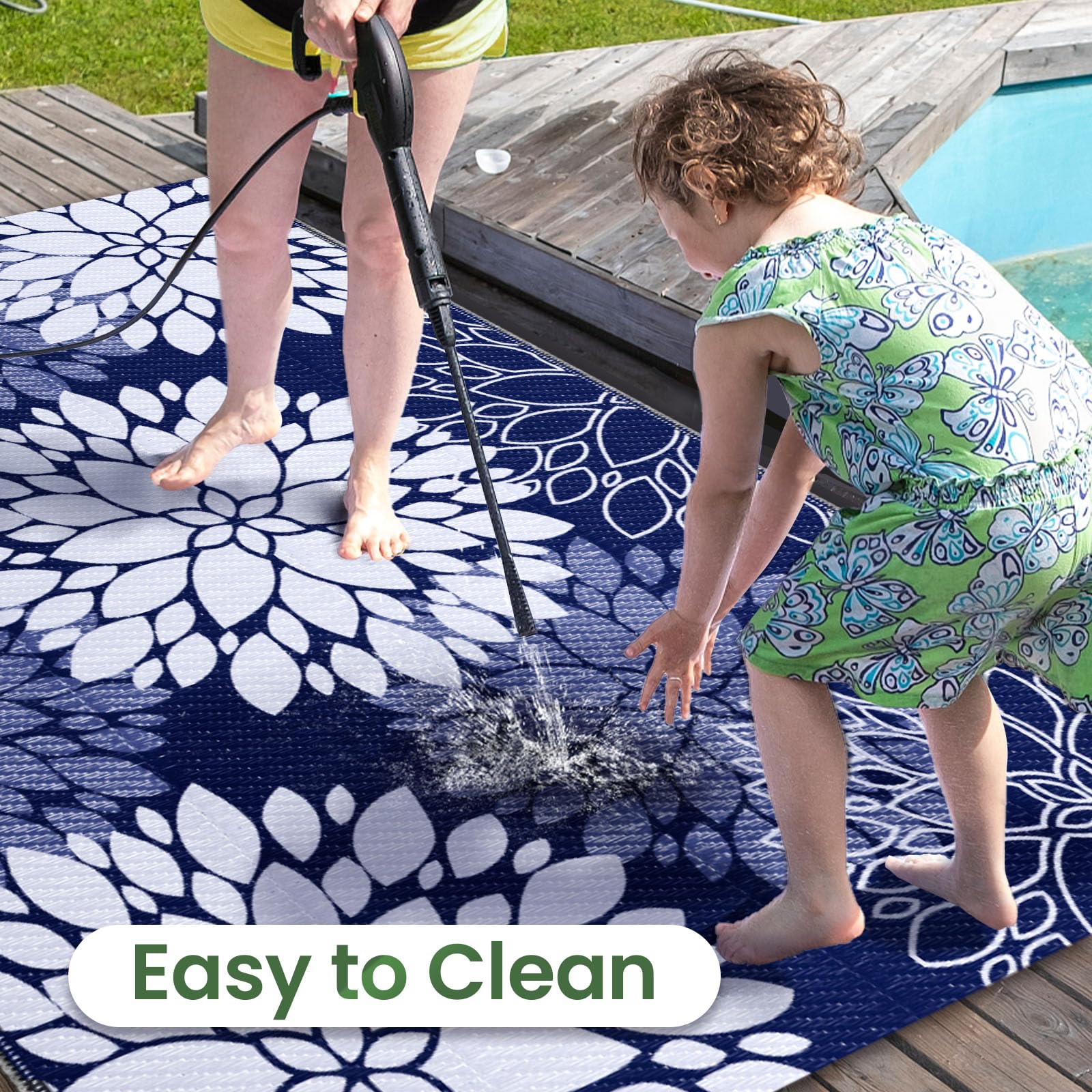 LuxStep lightweight rug easily packs for camping or picnics.