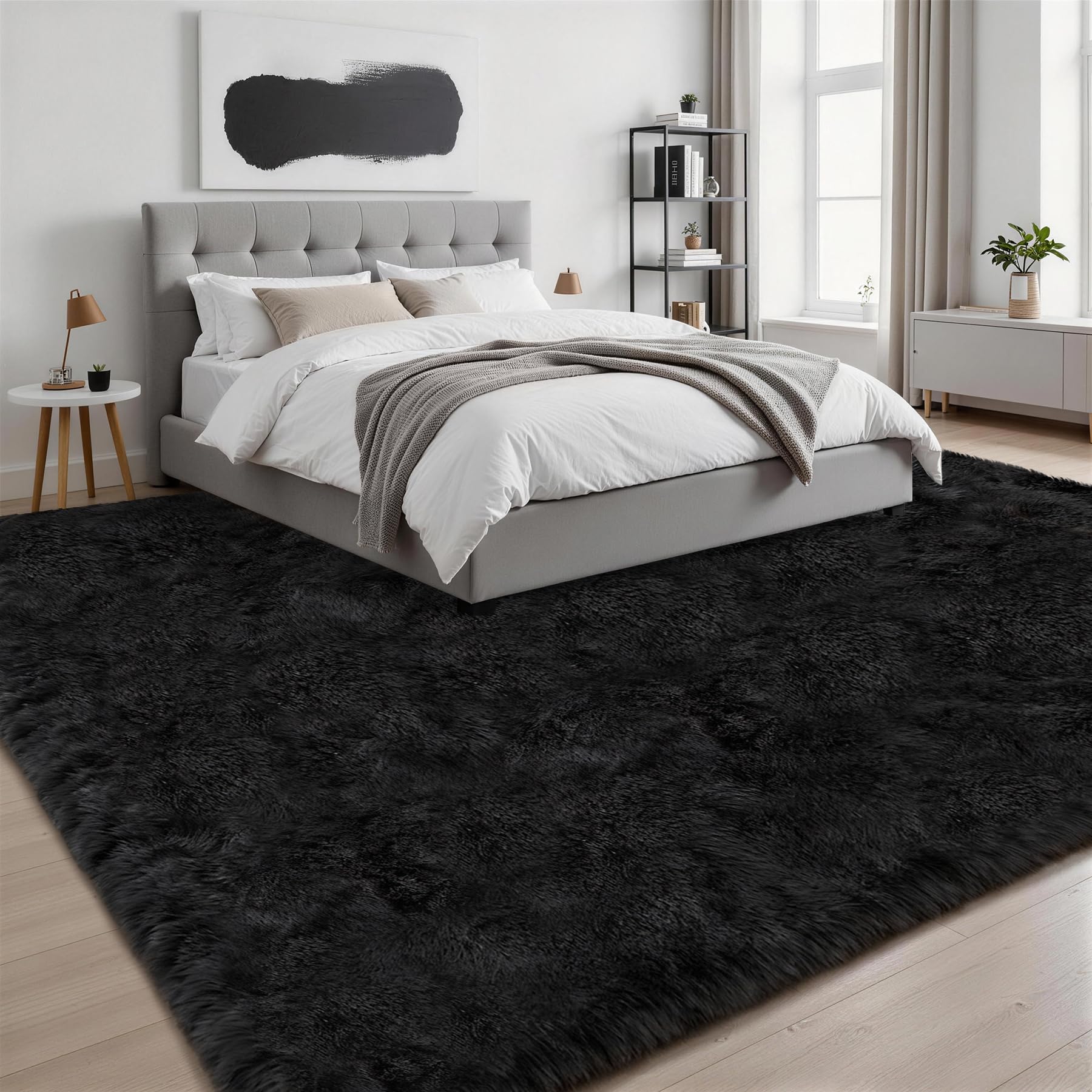 Luxturiy minimalist plush rug enhances modern décor with warm charm