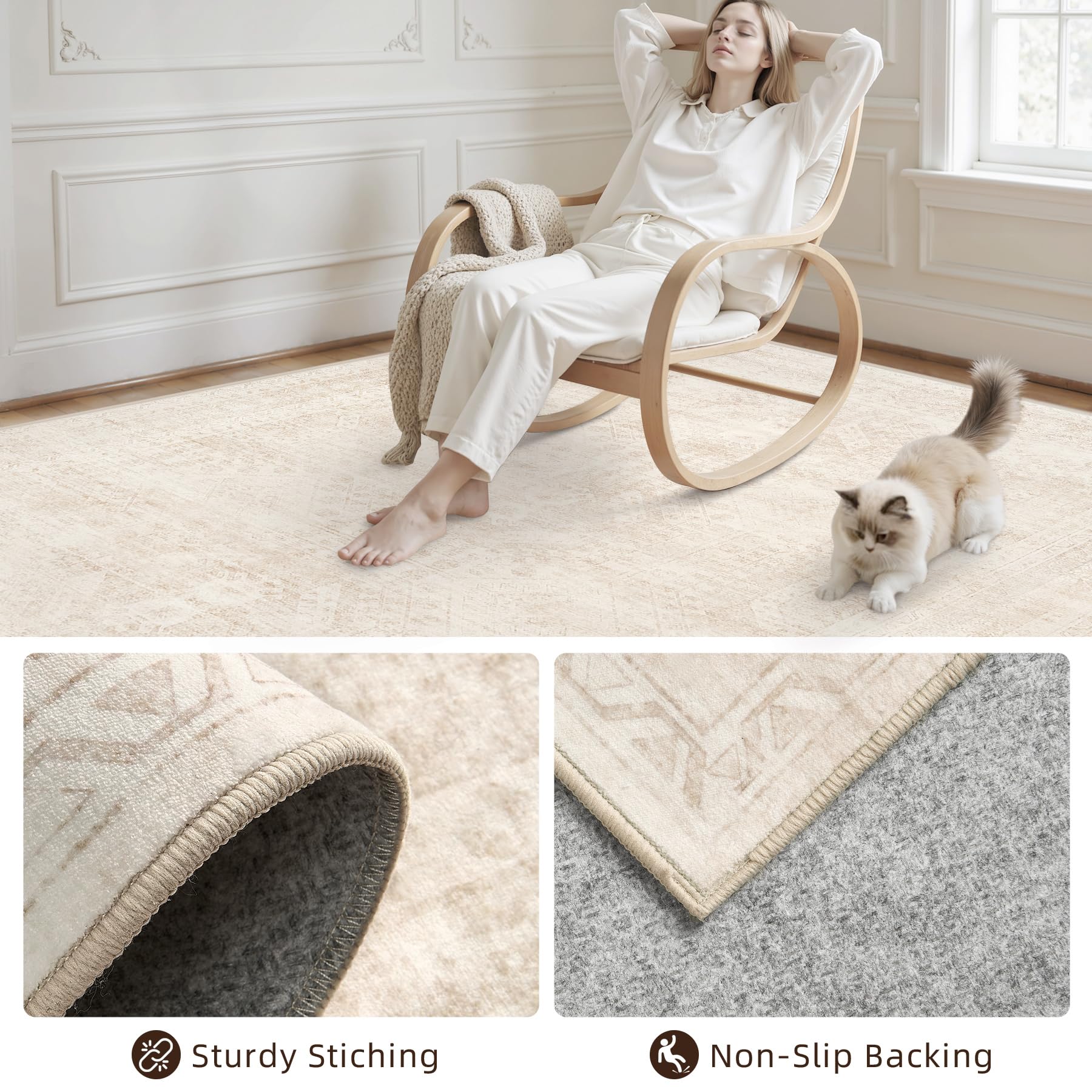 Luxturiy soft low-pile bedroom rug delivers barefoot comfort.