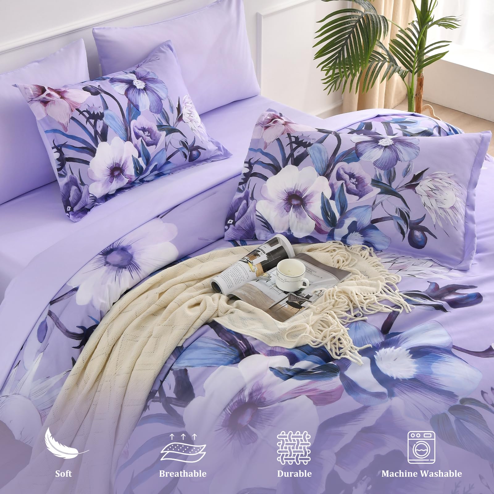 Luxudecor pillow shams coordinate with floral pattern for elegant look.