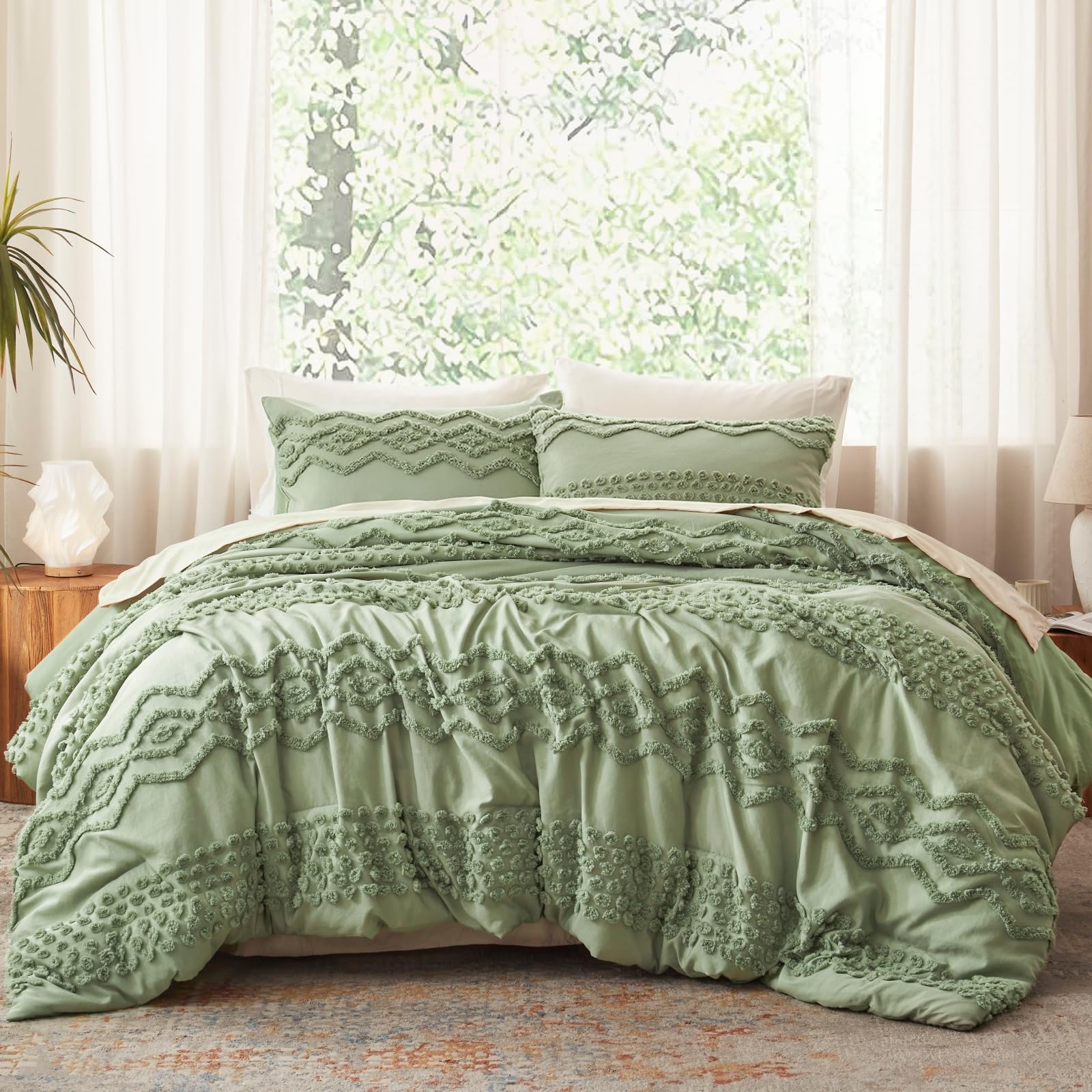 Close-up of Luxudecor embroidery and pom pom dots for texture and charm.