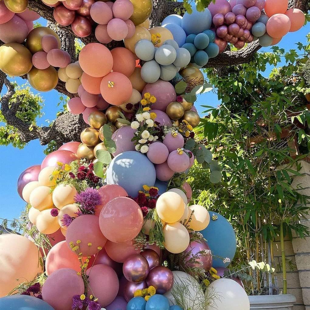 LUXURparty pastel balloon garland kit in rose gold and purple chrome for chic party backdrops