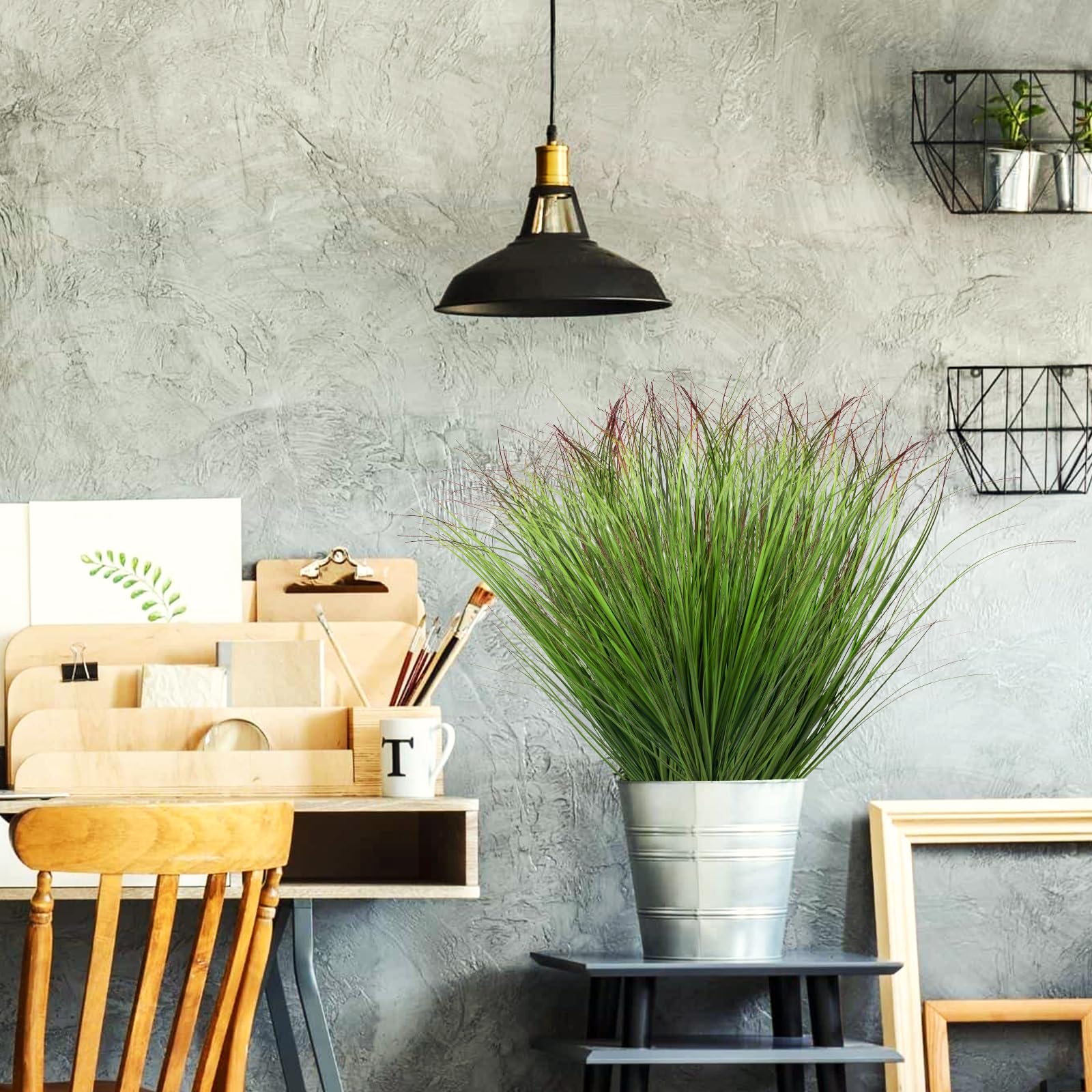 LUZOGA outdoor porch decor with tall grass for vibrant, maintenance-free greenery.