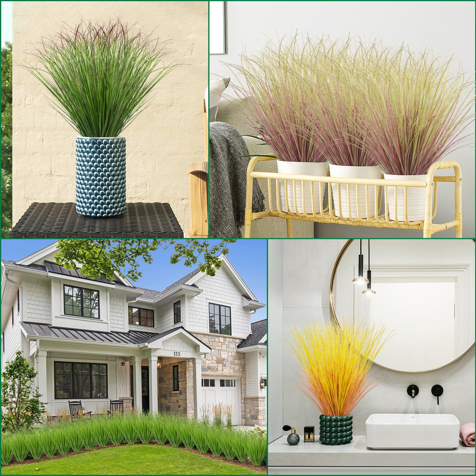 LUZOGA grass stems shipping-bent tips recover into natural curves.