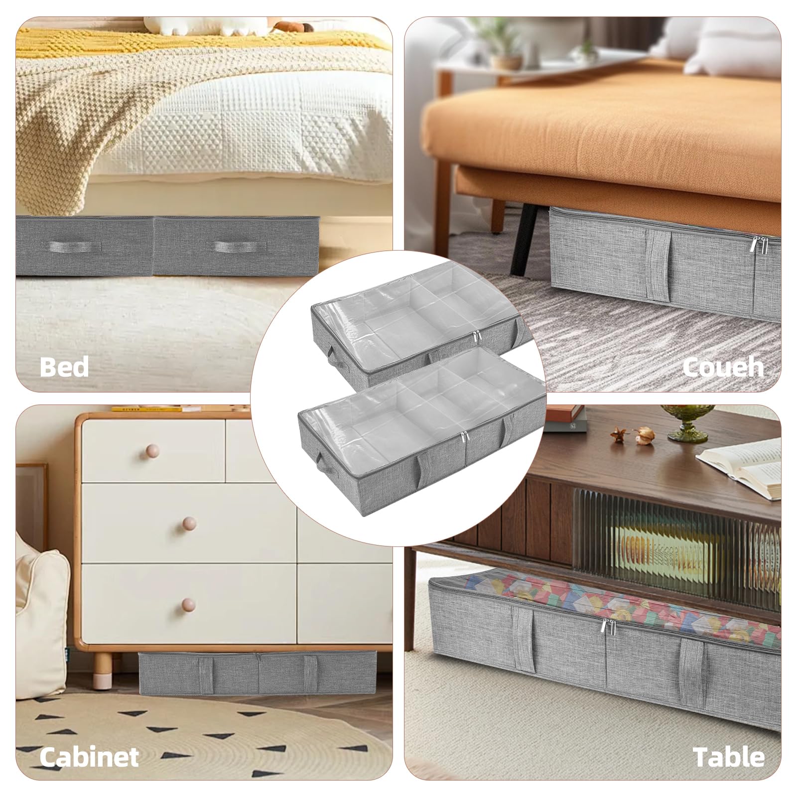 Lveesto living room storage box in grey under a coffee table
