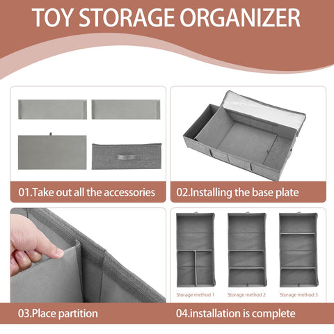 Lveesto under-couch storage box in grey ready for easy access