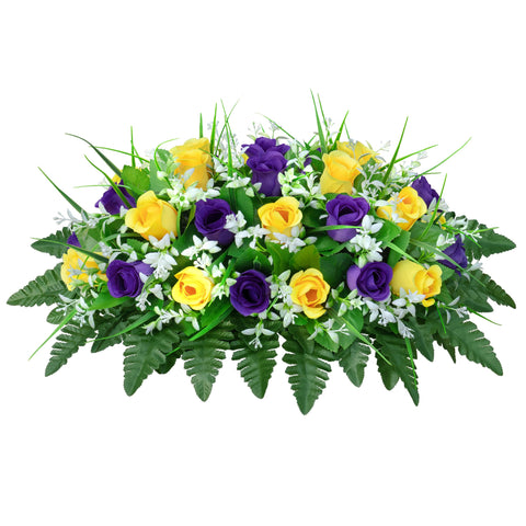 LVXINLI saddle-shaped tombstone bouquet with lasting color for outdoor memorials.