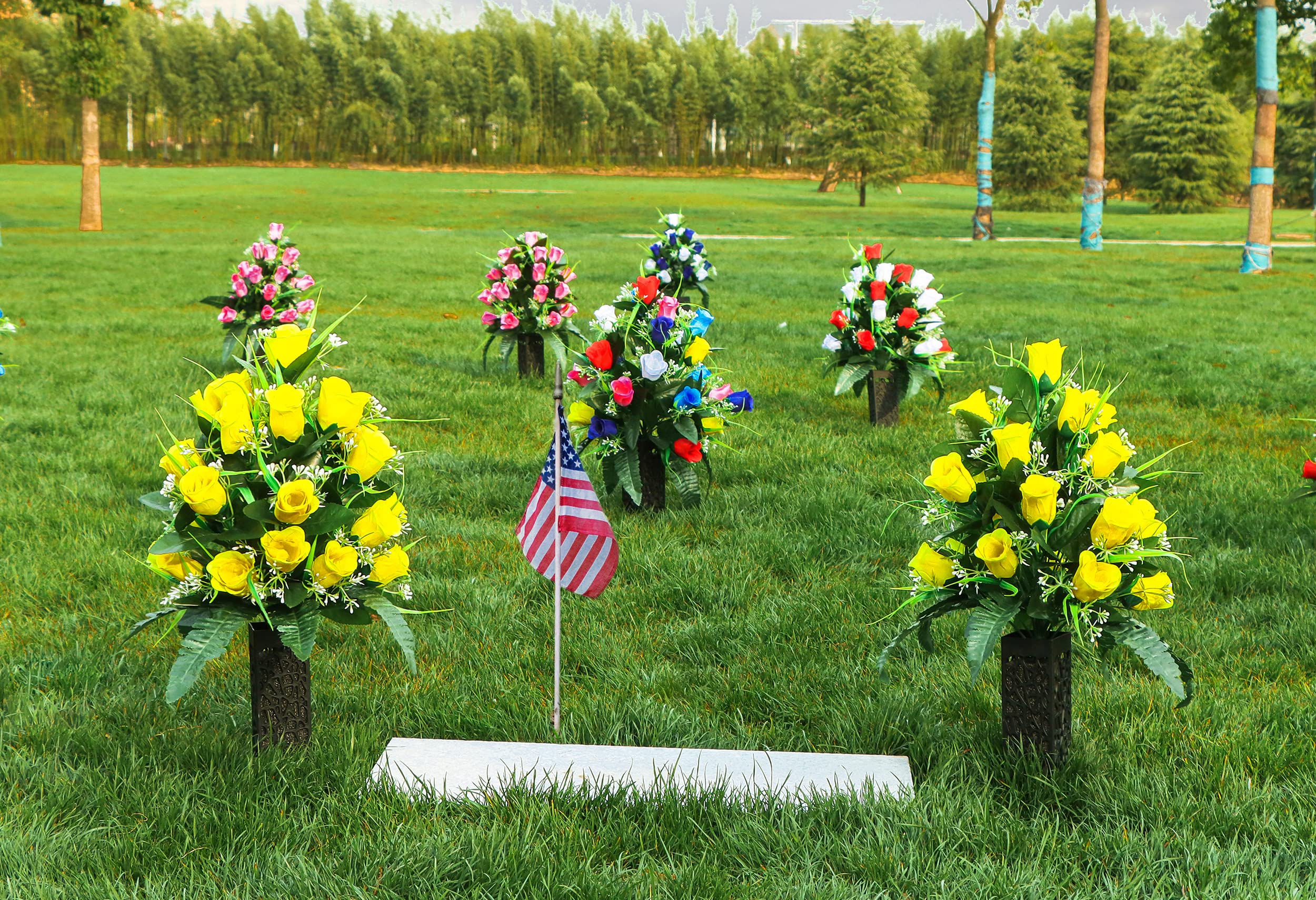 LVXINLI cemetery vase set two-pack showing stable grave display