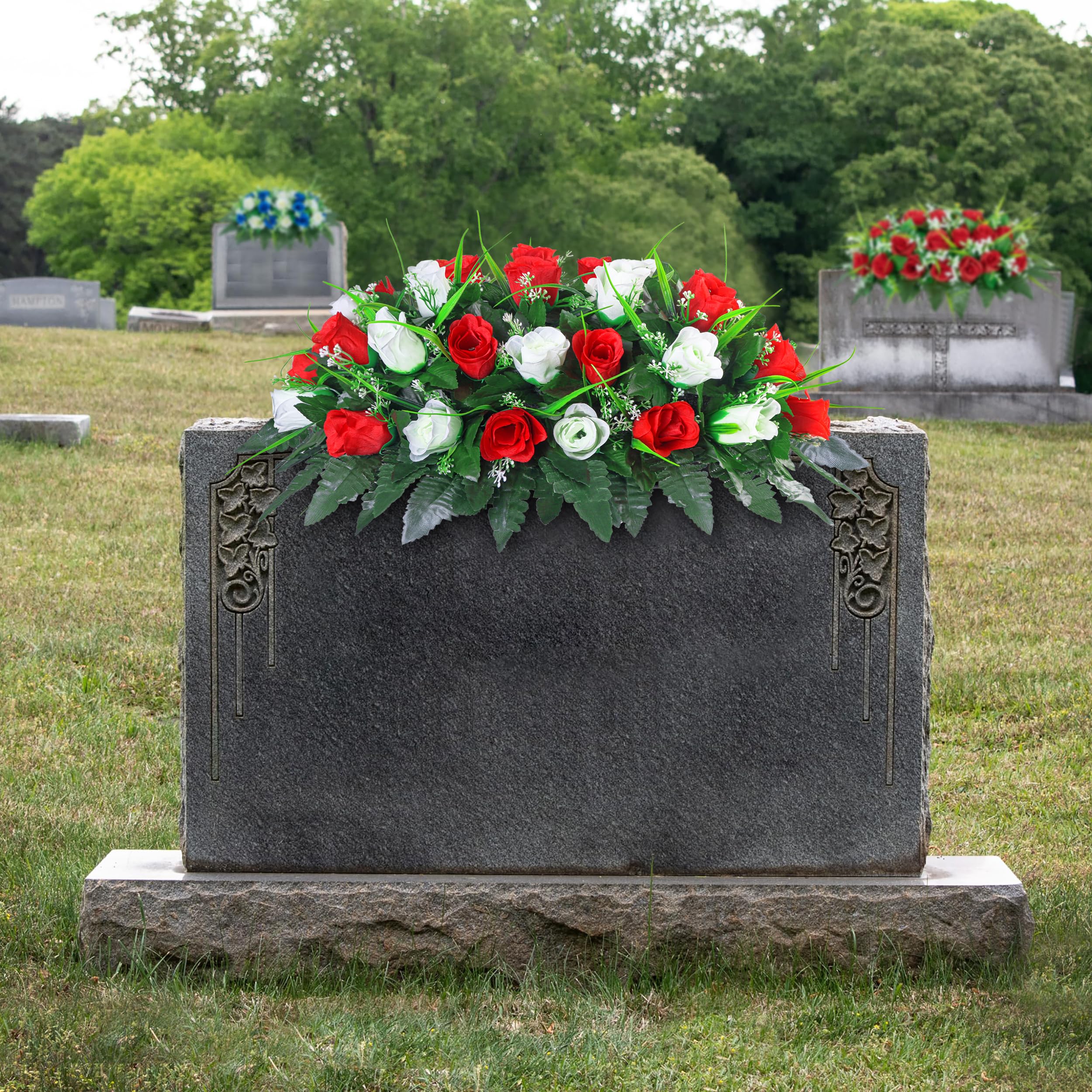 Easy-install LVXINLI cemetery saddle fits most headstones.