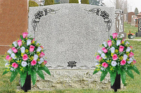 LVXINLI gravesite roses in vases setup with upright stability