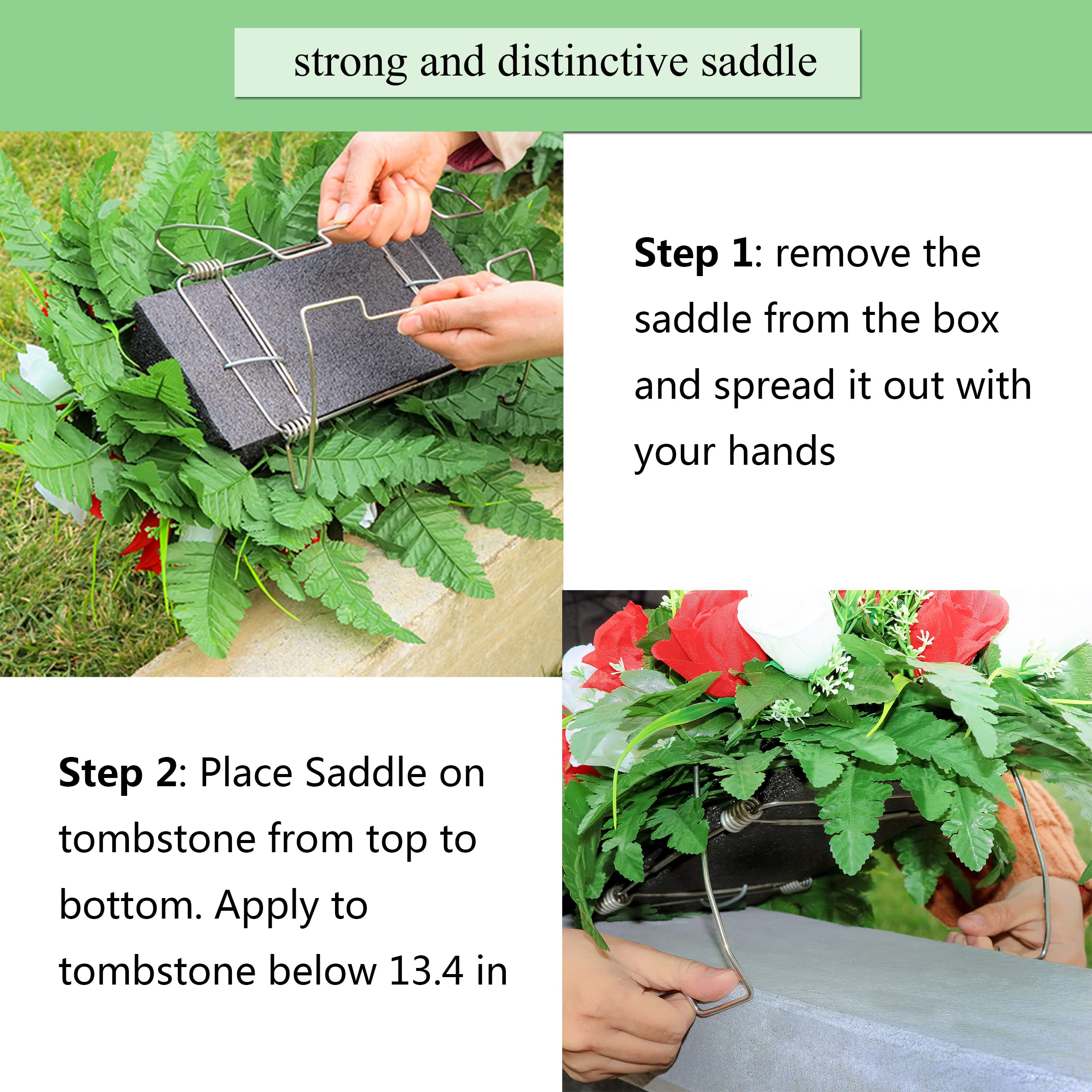 Large LVXINLI grave saddle measures 27l x 18w x 9h for wide headstones.