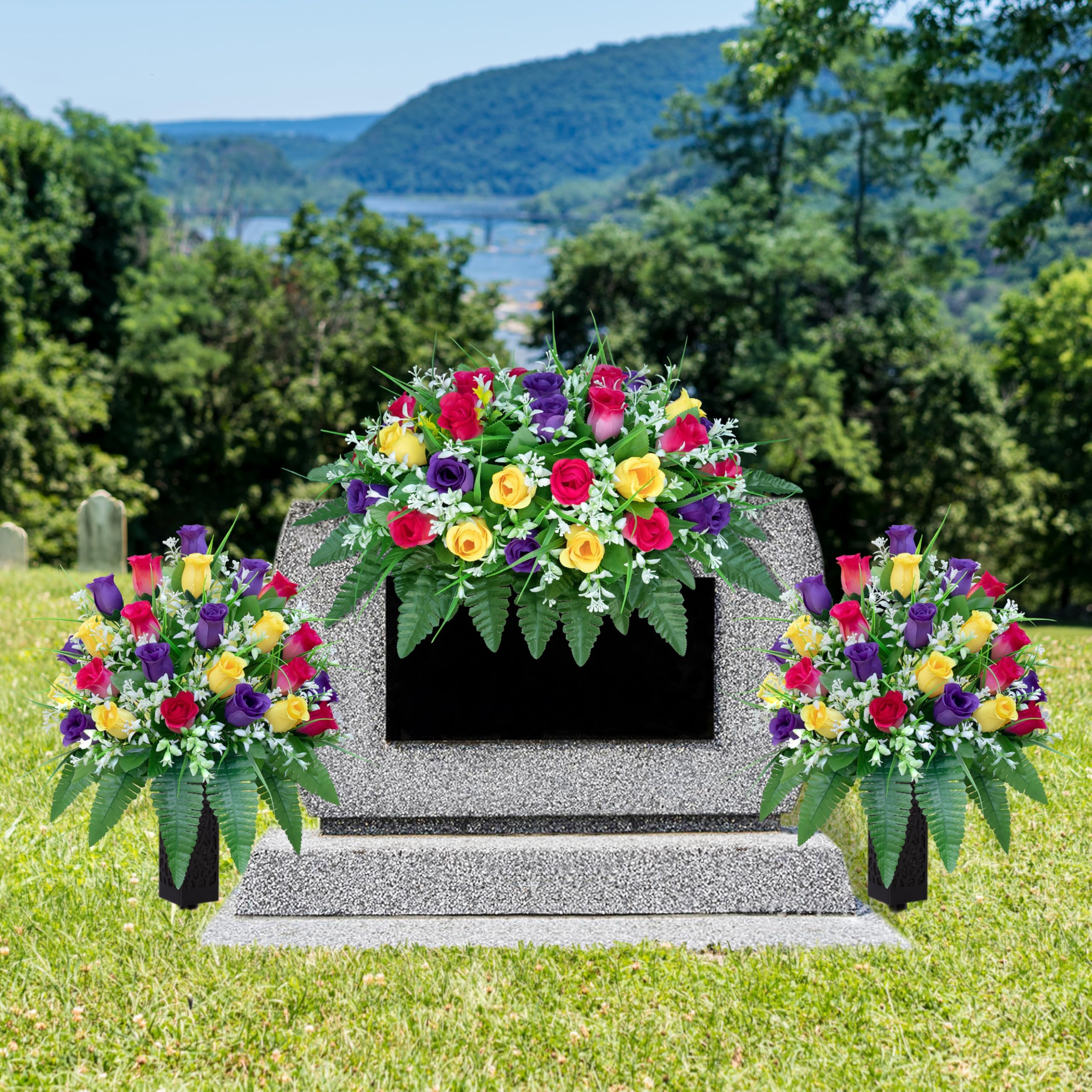 LVXINLI premium silk roses look full and lifelike for memorial displays.