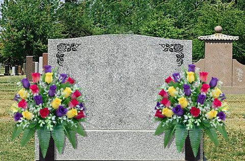 LVXINLI color set of yellow, purple, and red roses enhances gravesites.