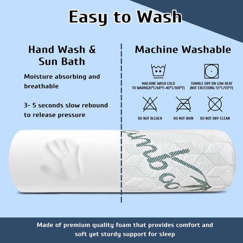 LVYSHOW cervical roll pillow removable cover is machine-washable.