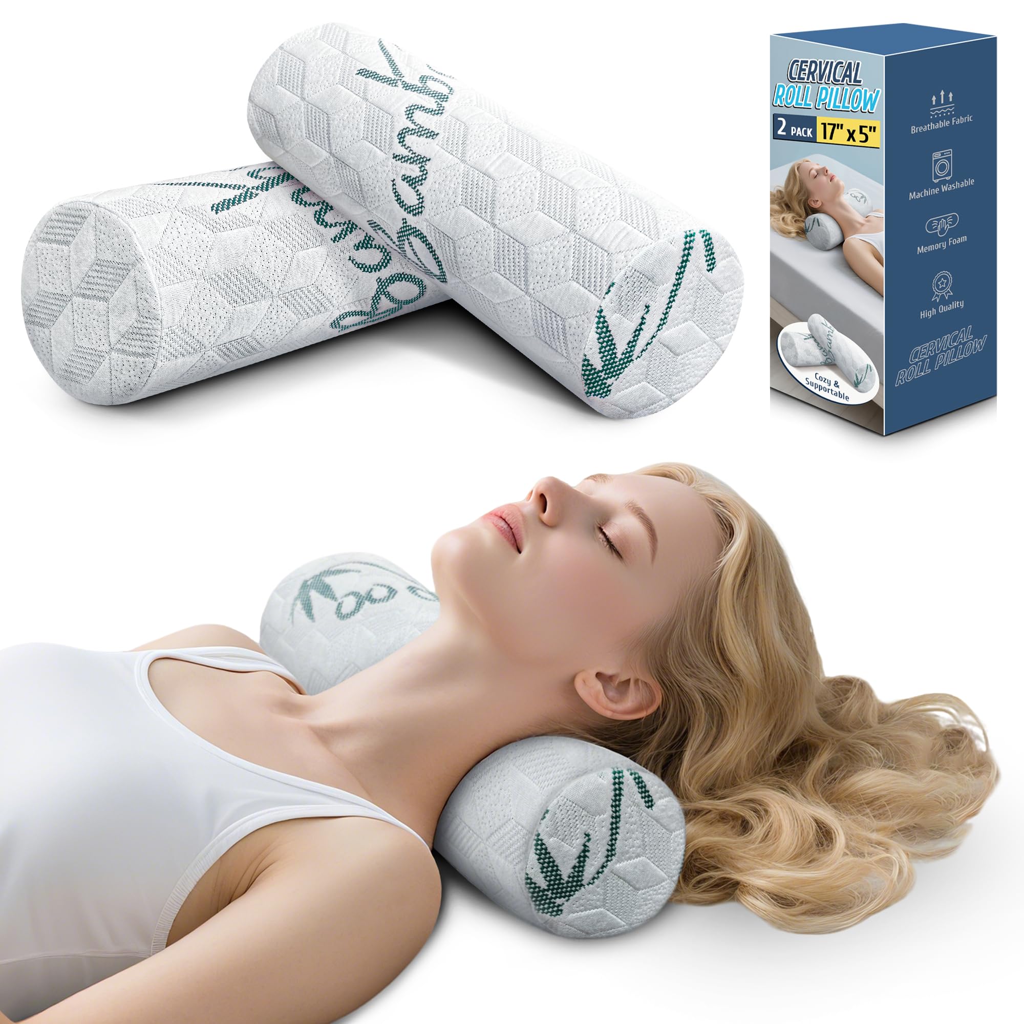 LVYSHOW cervical roll pillow neck-support for restful alignment during sleep.