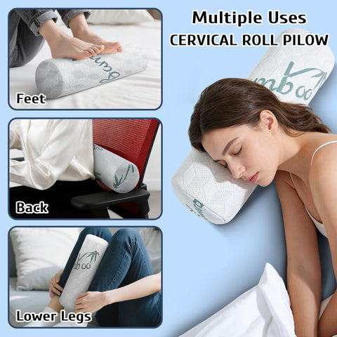 LVYSHOW cervical roll pillow soft-breathable-foam surface offers gentle comfort.