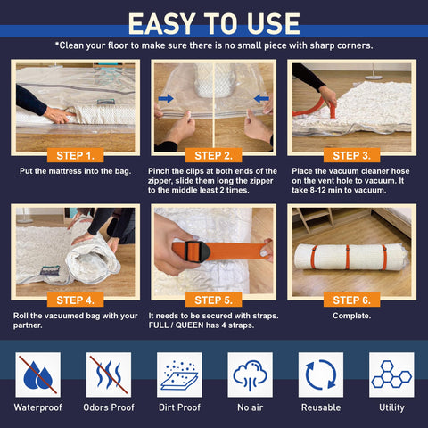 LVYSHOW mattress vacuum bag being sealed for easy, mess-free use